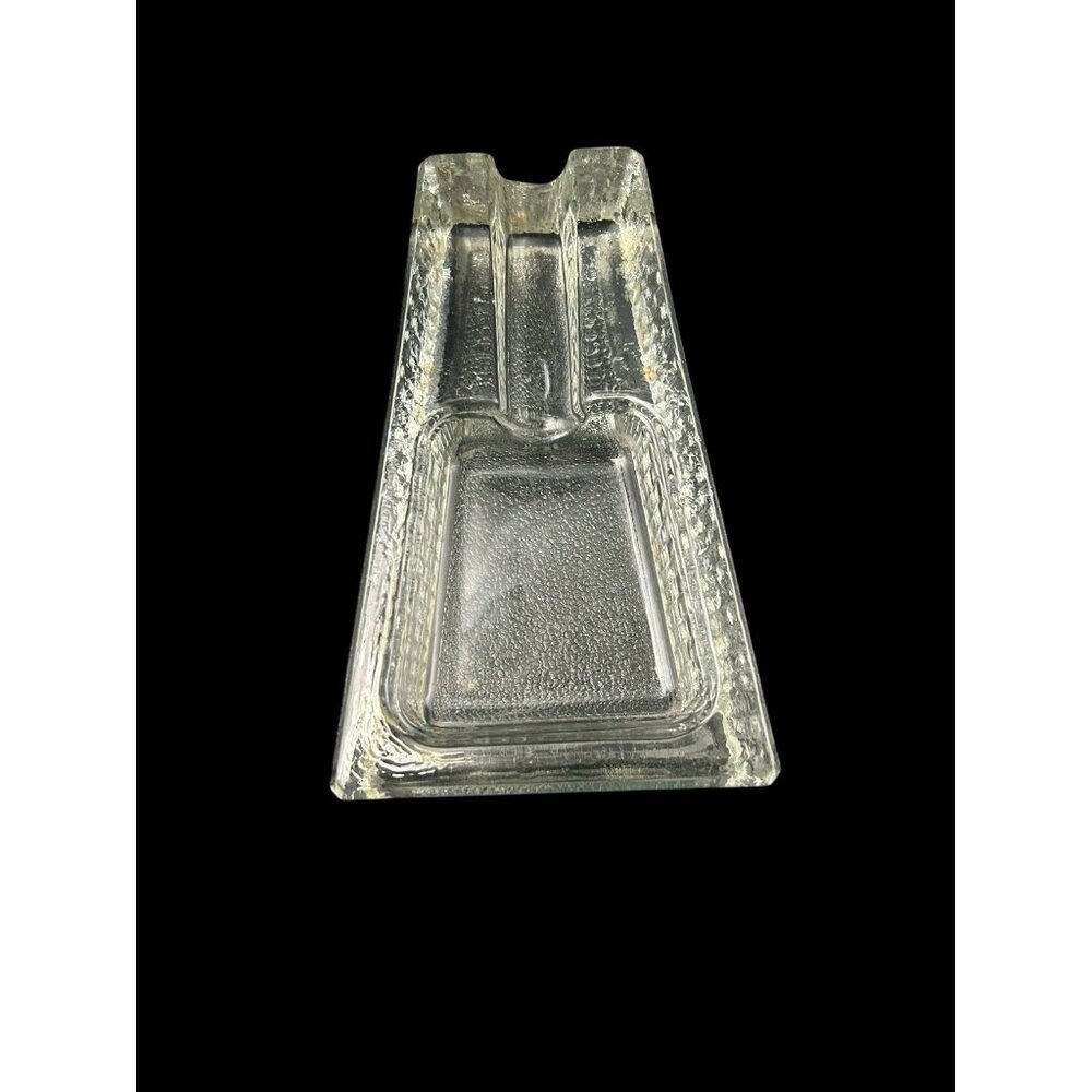 Vintage Crisa Libbey Mid-Century MCM Clear Glass Block Cigar Ashtray/Pipe Rest - Picture 5 of 9